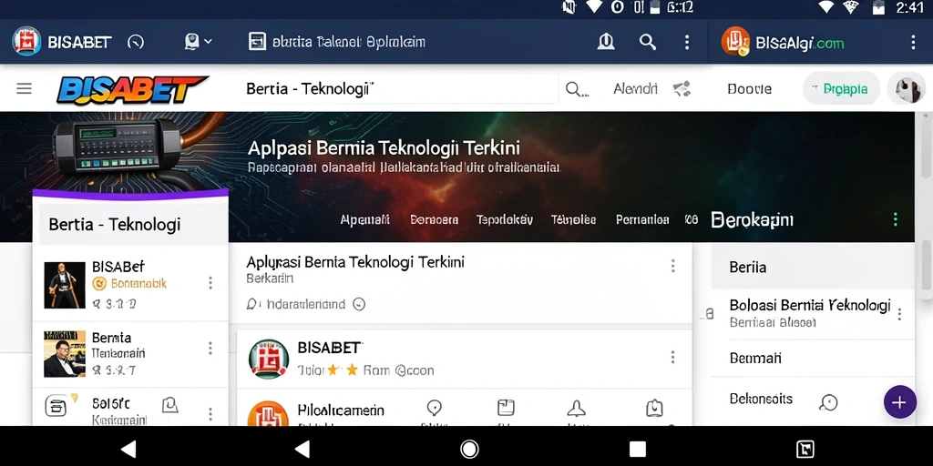 Screenshot utama BISABET menampilkan antarmuka aplikasi berita teknologi.