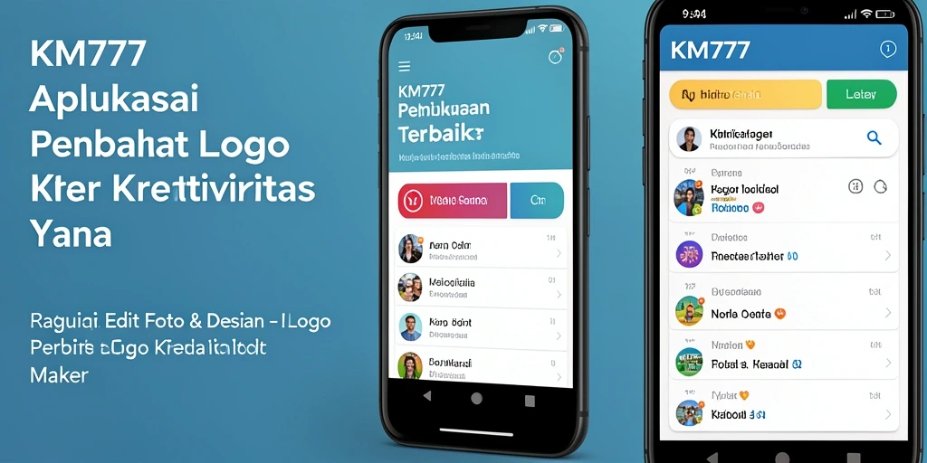 Tampilan antarmuka KM777 yang sederhana dan fungsional dalam menciptakan logo.