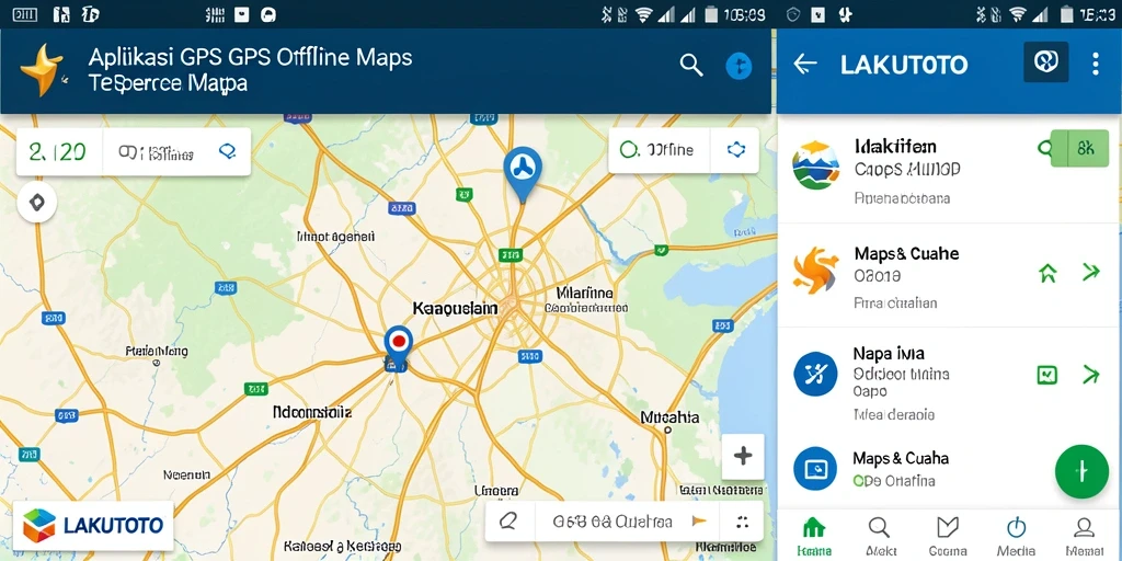 Antarmuka aplikasi LAKUTOTO menampilkan peta GPS offline yang mudah digunakan.