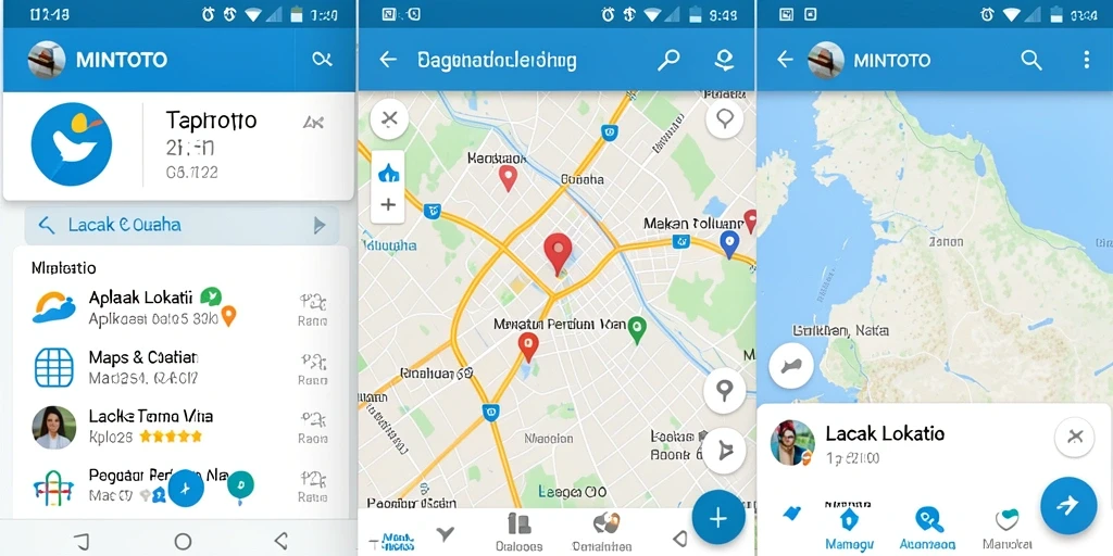 Tampilan antarmuka MINTOTO yang sederhana dengan fitur lacak lokasi.
