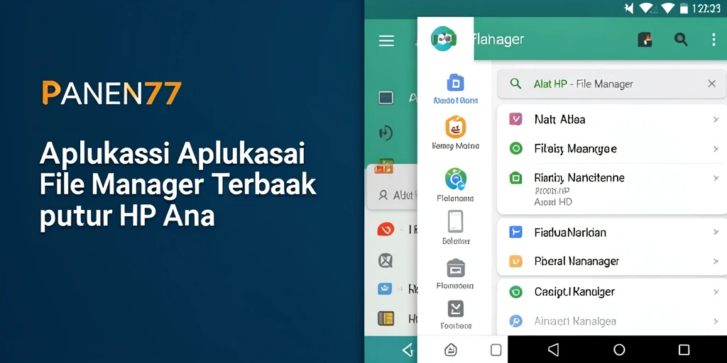 Tampilan antarmuka aplikasi File Manager PANEN77 yang user-friendly.