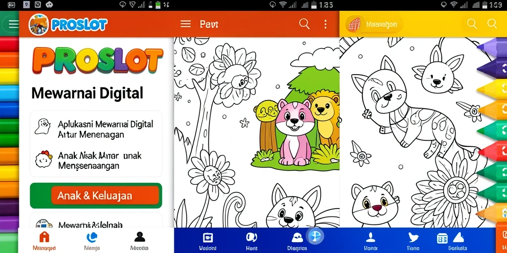 Antarmuka PROSLOT yang menampilkan berbagai pilihan gambar untuk mewarnai.