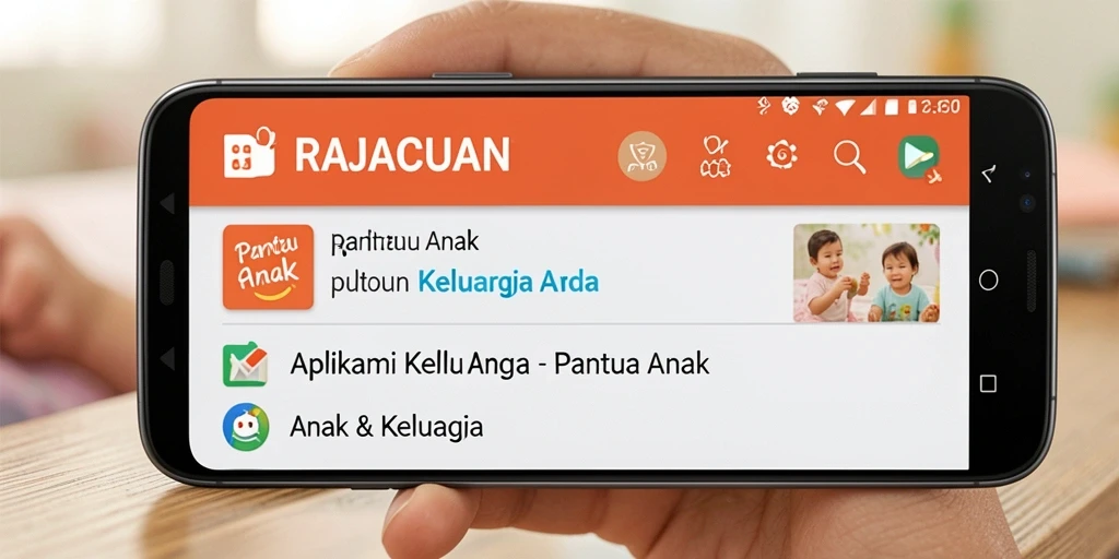 Tampilan antarmuka pengguna RAJACUAN dengan fitur Pantau Anak yang interaktif.