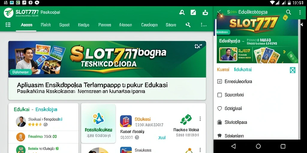 Antarmuka menarik dari aplikasi SLOT777 dengan beragam konten edukasi.