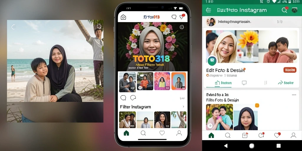 Tampilan antarmuka TOTO313 dengan berbagai filter Instagram.